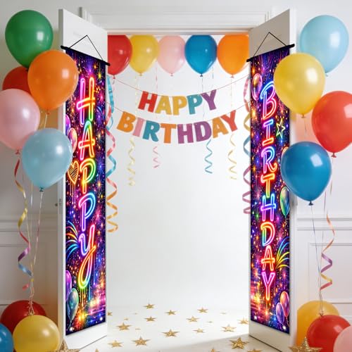 Nuxovilar Music Note Happy Birthday Porch Banner 71x12 Inches