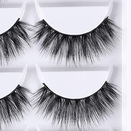 3D Faux Mink False Eyelashes Handmade Dramatic Thick Fluffy 5 Pairs