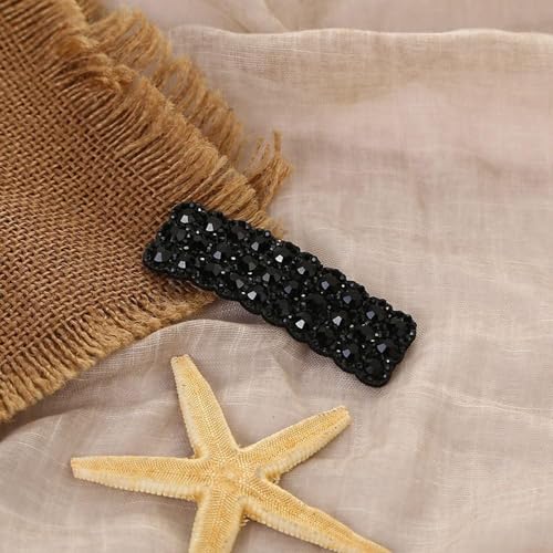 Jinshining Red Rhinestone Hair Clips 2-Piece Set Luxury Korean Style Rectangular Barrette Hairpins for Women Wedding and Party