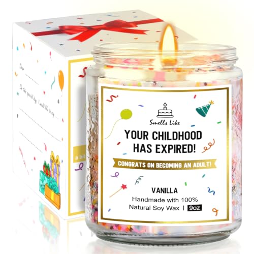 Happy 18th Birthday Candle for Boys & Girls - Soy Wax, Vanilla Scented