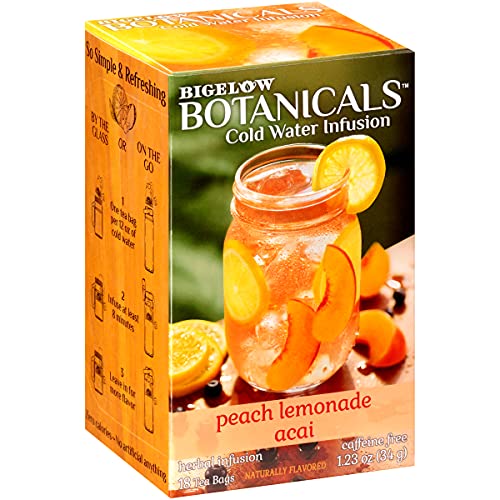 Bigelow Botanicals Peach Lemonade with Acai - 18 Tea Bags (Pack of 6)