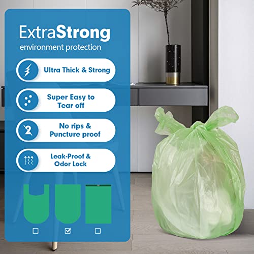 Biodegradable Small Trash Bags - 4 Gallon, Unscented, Extra Thick