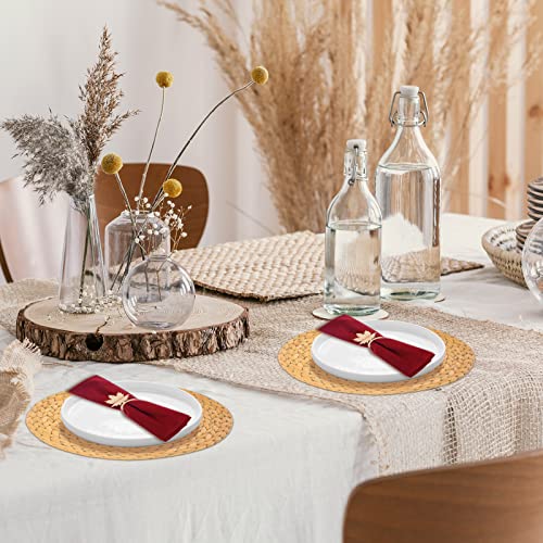 50-Pack Disposable Woven Pattern Paper Placemats - 11.4" Round Boho Decor