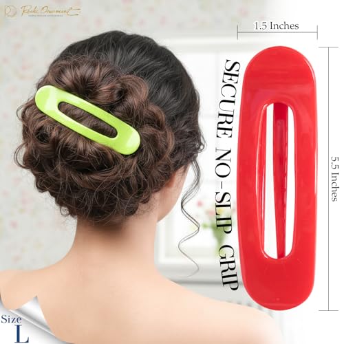 RC Roche Ornament Flat Claw Clips for Thick Hair, 6 Pack Large Rainbow
