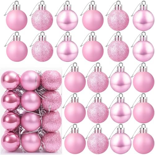 Pink Christmas Ornaments Balls - 24 Count 2.4 Inch Shatterproof Holiday Decor
