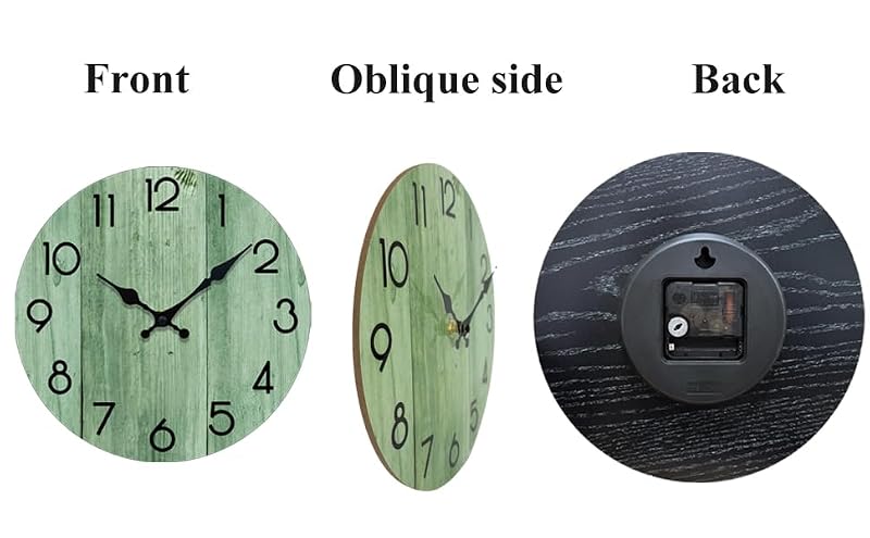 8-Inch Silent Wall Clock - Modern Wooden Non-Ticking Clock, Light Green