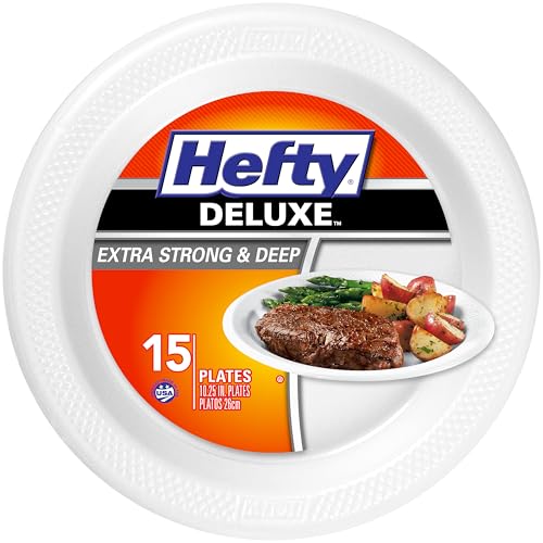 Hefty Deluxe Extra Strong Foam Plates, 10.25" - 15ct Heavy Duty
