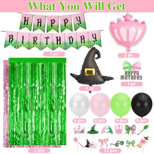 Witch Musical Theatre Birthday Party Decorations Set - Pink & Green