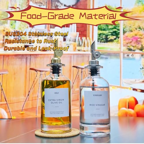 TERESRY Stainless Steel Oil Dispenser Spout - Auto-Open Pourer, 2 Pack Golden
