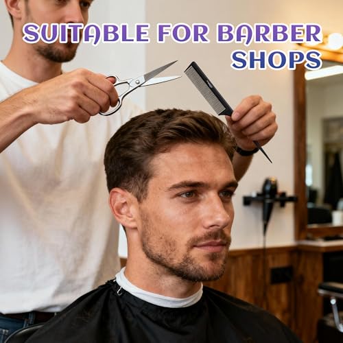 Carbon Fiber Teasing Comb Set Fine Tooth Hair Barber Combs 2Pcs