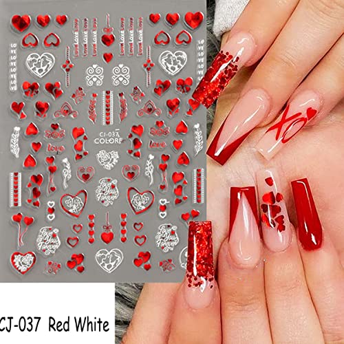 KASUWA Valentine's Day 3D Self-Adhesive Nail Art Stickers Decals