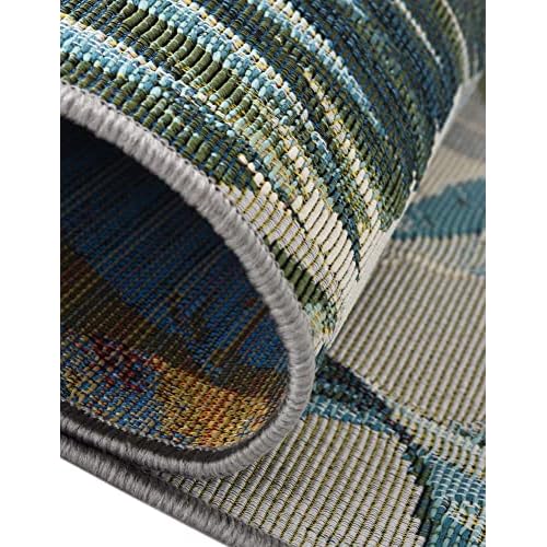 Unique Loom Outdoor Botanical Collection Area Rug - Kula (2' 2" x 3' 1" Oval Multi/Gray)