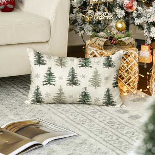 20x12 Inch Christmas Snowflake Throw Pillow Cover - Merry Holiday Cushion Case for Sofa & Couch