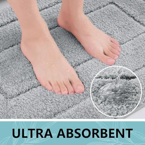 Buganda 24x16 Grey Microfiber Bathroom Rug - Soft & Absorbent