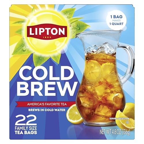 Lipton Cold Brew Black Tea Bags Family Size - 22 Count, No Boiling Needed