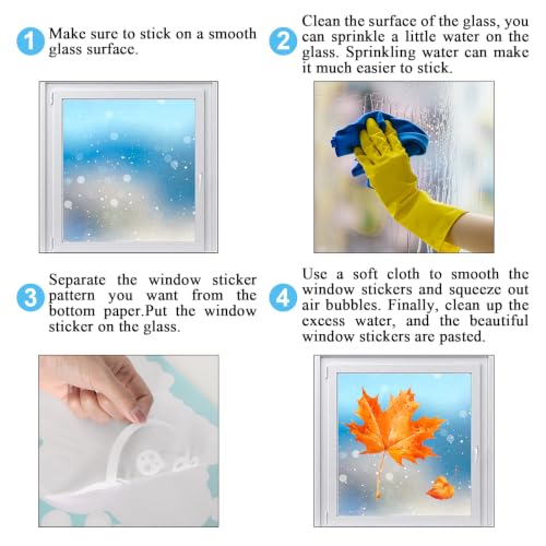 Whaline Fall Window Clings - 6 Sheets Maple Leaves Decor