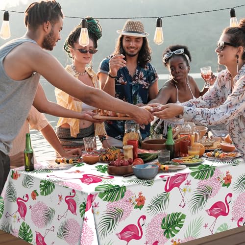 3-Pack Tropical Flamingo Tablecloths - 54" x 108" for Summer Parties