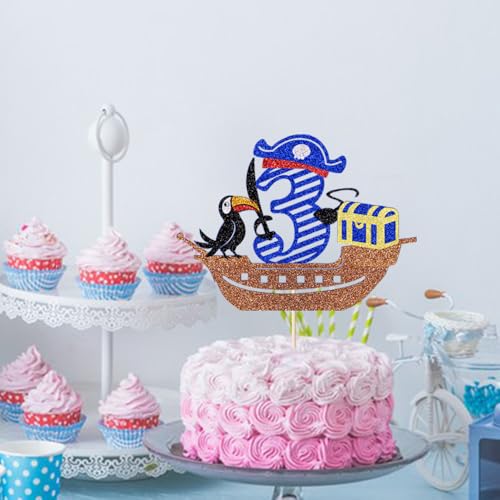 Pirate 3rd Birthday Cake Topper | Kids Party Decoration