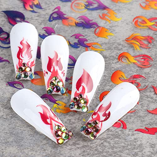 Holographic Fire Flame Nail Art Transfer Foils - 10 Sheets Gradient Decals