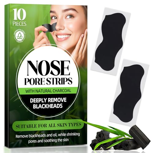 Bellisinno Charcoal Blackhead Remover Nose Strips, Deep Cleansing Pore Strips - 10 Count