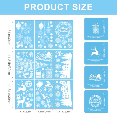 Christmas Window Clings 9 Sheet Snowman Snowflake Glass Decals