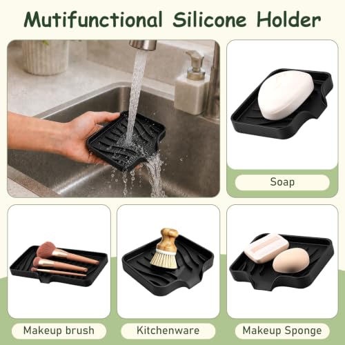 PARIERIS Silicone Self-Draining Soap Dish Holder - Off White, 2 Short Tray Set