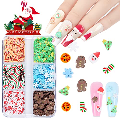 Qdsuh 12-Grid Holographic Christmas Nail Glitter Sequins Snowflake Art
