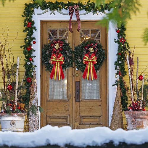 Estivaux Large Velvet Christmas Wreath Bow & Tree Topper Red Green Holiday