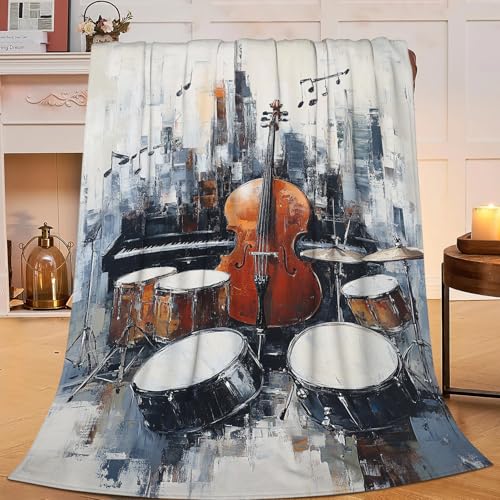 Guitar Blanket - Soft Flannel Throw for Music Lovers, 50"x40"