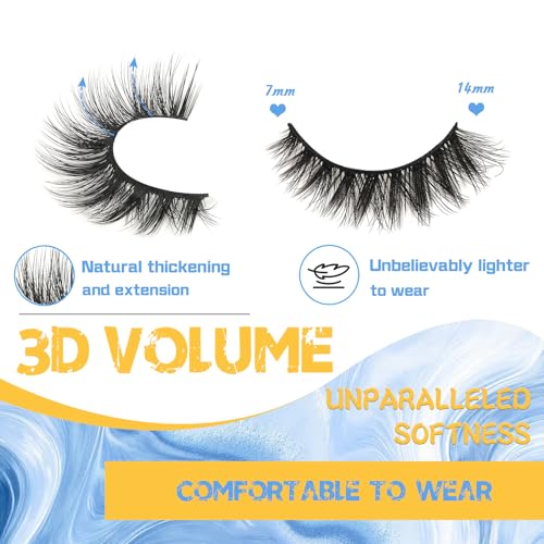 Ailynalash Short Wispy False Eyelashes Natural 14mm Cat Eye Lash Pack