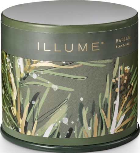 Illume Balsam & Cedar Candle Tin - 11.9 oz Holiday Scent with Soy Wax