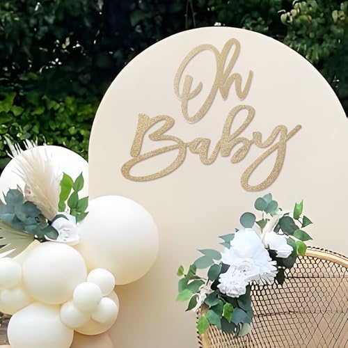 Oh Baby Felt Sign for Backdrop - Champagne Gold Party Decorations