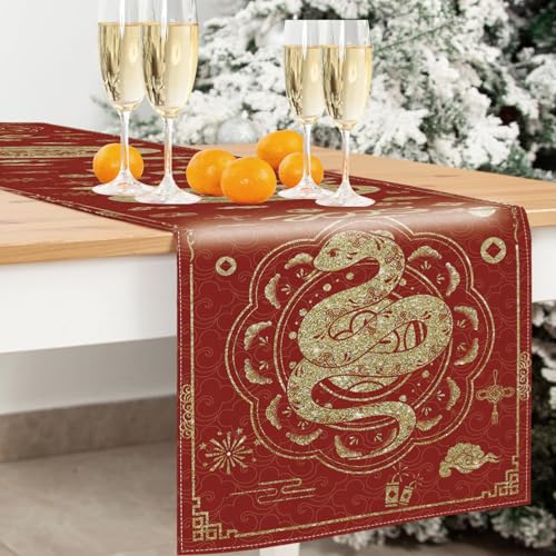 Year of the Snake 2025 Chinese Table Runner - 13x72 inches