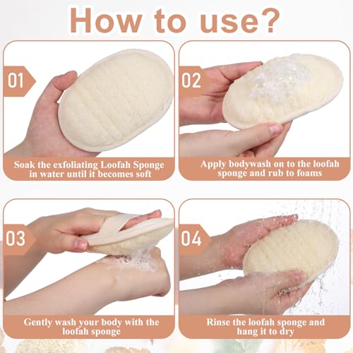 Natural Loofah Body Exfoliating Sponge Scrubber 4 Pack