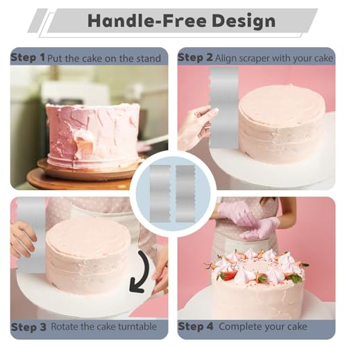 Fuazuzu 2-Piece Stainless Steel Cake Scraper Set for Decorating