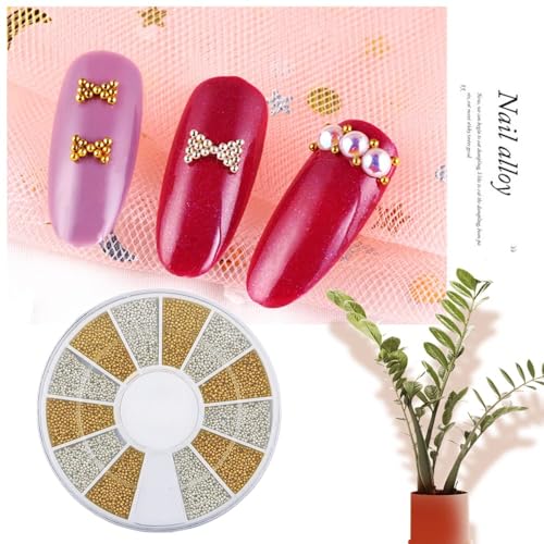 3D Nail Art Caviar Beads Gold and Silver Pearls Rivet Jewels
