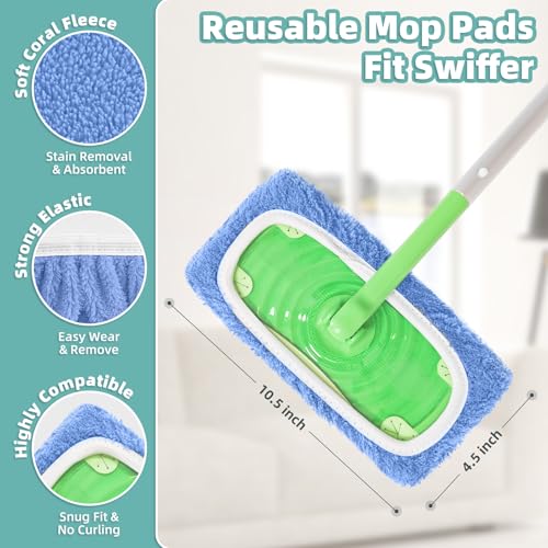 Reusable Microfiber Mop Pads for Swiffer Sweeper - 6 Pack
