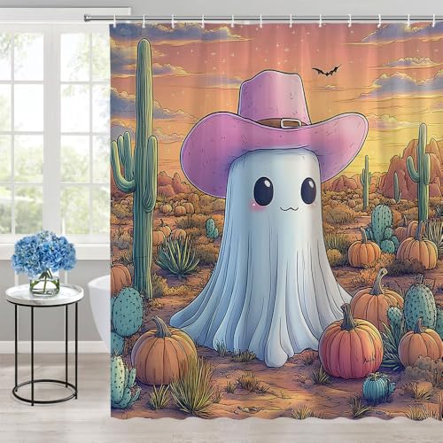 Halloween Spooky Ghost Polyester Shower Curtain 70x70 with Hooks