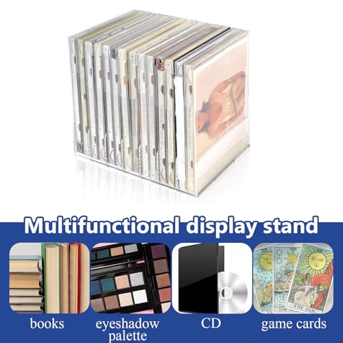 2 Pack Acrylic CD Storage Rack - Clear Desktop Organizer for 28 CD Cases