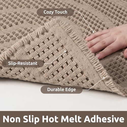 AMOAMI Super Absorbent Waffle Bath Mat - Non-Slip, Machine Washable, Brown 20"x32"