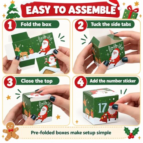 LIHAO Christmas Advent Calendar Boxes - 24 Fillable Countdown Gift Sets, Design 2