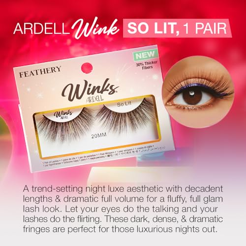 Ardell Winks So Lit False Eyelashes, Full Volume 20mm Dramatic Black Band
