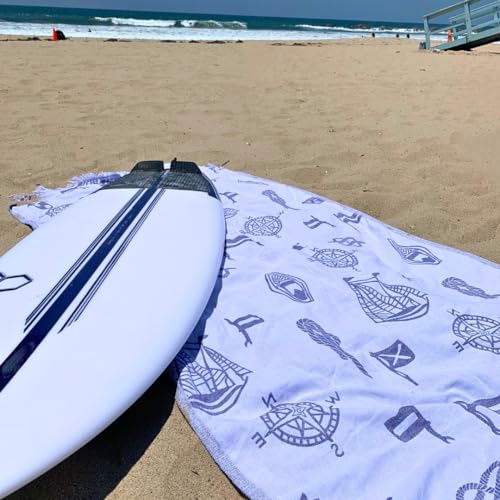 Venice Surf Club Turkish Cotton Beach Towel, 40" x 70", Sail Blue