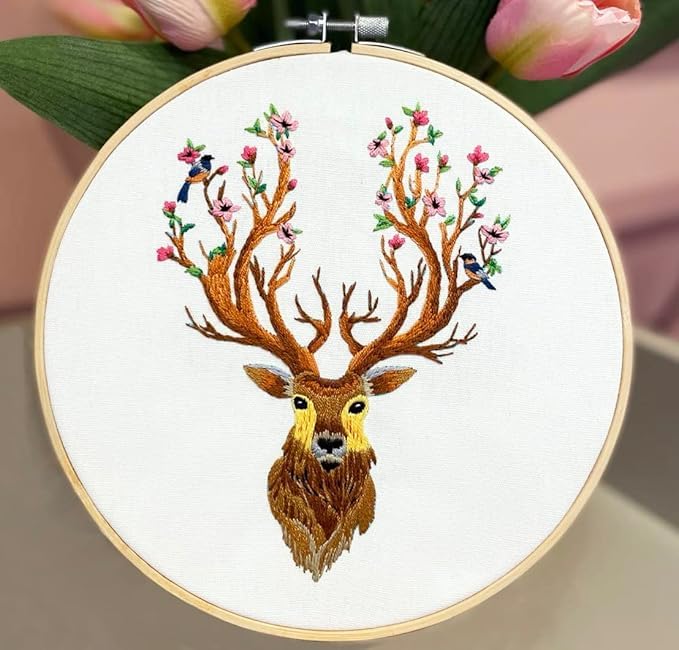8-Inch Bamboo Embroidery Hoops Set with Scissors & Ripper
