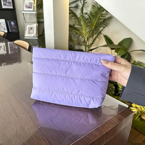 Puffy Cosmetic Bag for Women Lightweight Canvas Makeup Pouch Toiletry Organizer