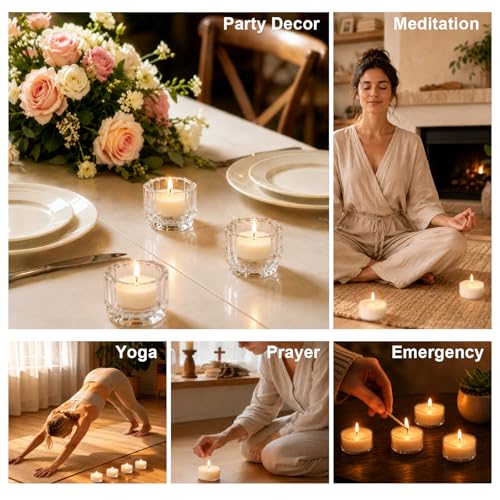 DILILILI 25 Pack Soy Wax Tea Light Candles, 4-Hour Unscented Votive Candles
