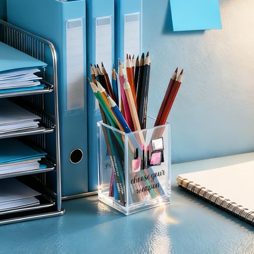 Choose Your Weapon Acrylic Makeup Brush Organizer - Black & Pink Holder