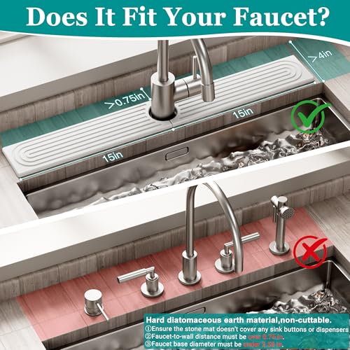 MAGKOTA White Stone Faucet Mat 30" x 4" - Quick Dry Splash Guard