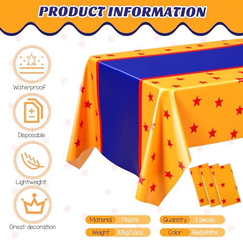 Oudain Anime Theme Party Tablecloth - 3 Pack, 108 x 54 Inch Plastic Cover