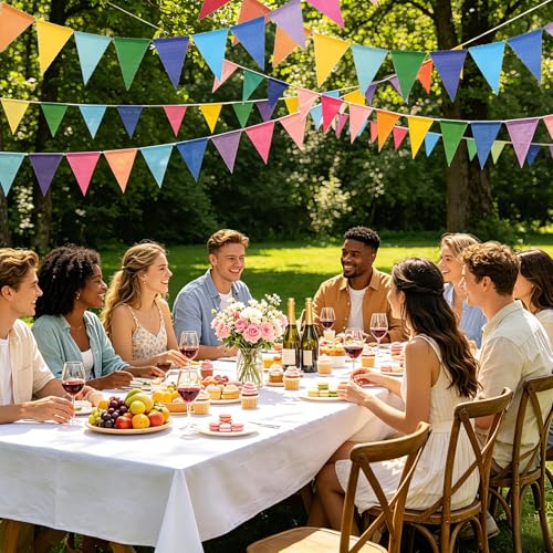 4 Pack Colorful Burlap Pennant Banner - 52 Ft Reusable Flag Garland